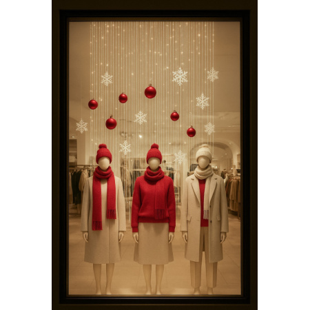 Χριστουγεννιάτικη Διακόσμηση βιτρίνας με κουρτίνα οπτικών ινών