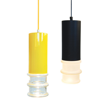 Κίτρινο κρεμαστό φωτιστικό με γυαλί 