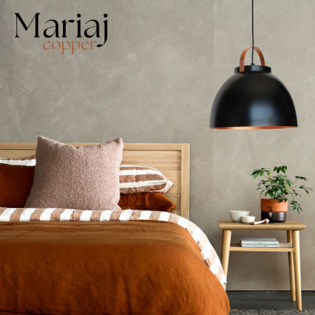 Κρεμαστό Φωτιστικό για Κρεβατοκάμαρα Ξενοδοχείου | Μαύρο με Χάλκινο Εσωτερικό